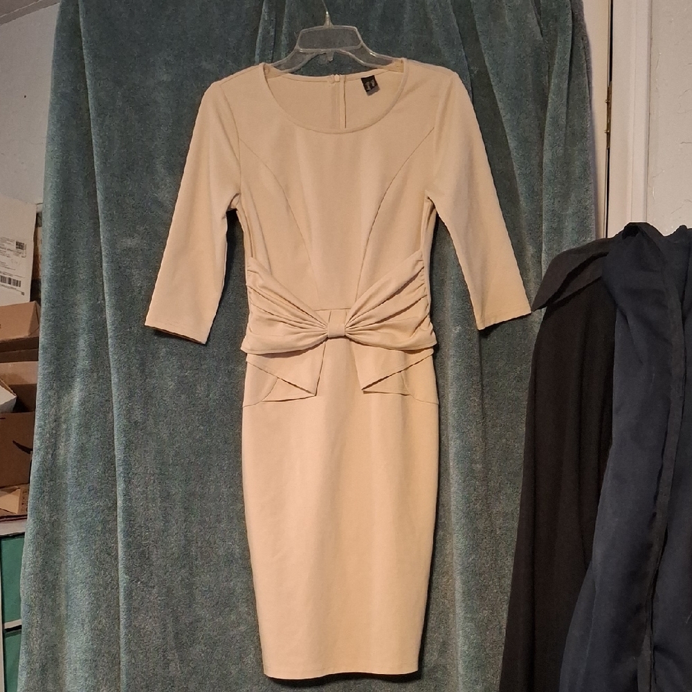 Chic Beige Long Sleeve Dress